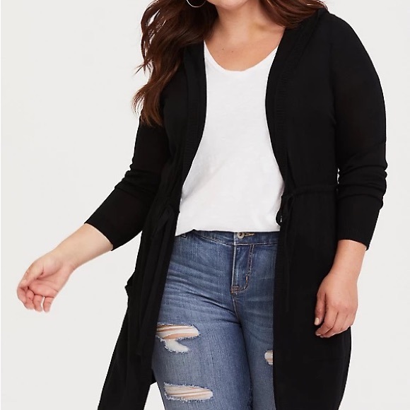 Torrid Anorak Hooded Cinch Waist Duster Cardigan Sweater